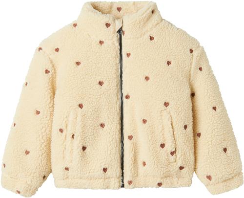 Lil' Atelier Nmfnalo Sherpa Loose Jacket LIL Str 116 - Sandshell/emb. Hearts Overgangsjakker hos Magasin