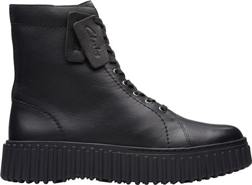 Se Clarks Originals Torhill Rise D Kvinde Black Leather Snørestøvler Str 42 - hos Magasin ved Magasin