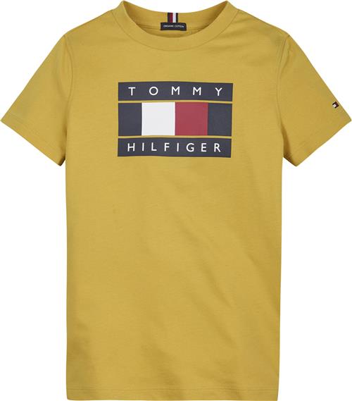 Tommy Hilfiger Global Stripe Flag TEE S/S Str 14 år / 164 cm - Tuscan Yellow Kortærmede T-shirts hos Magasin