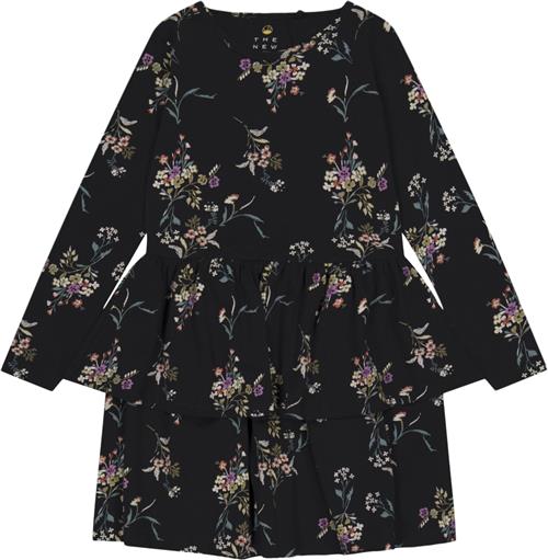 The New Tniris L_S Dress Str 98-104 cm/3-4 år - Black Beauty Flow Kjoler Bomuld hos Magasin