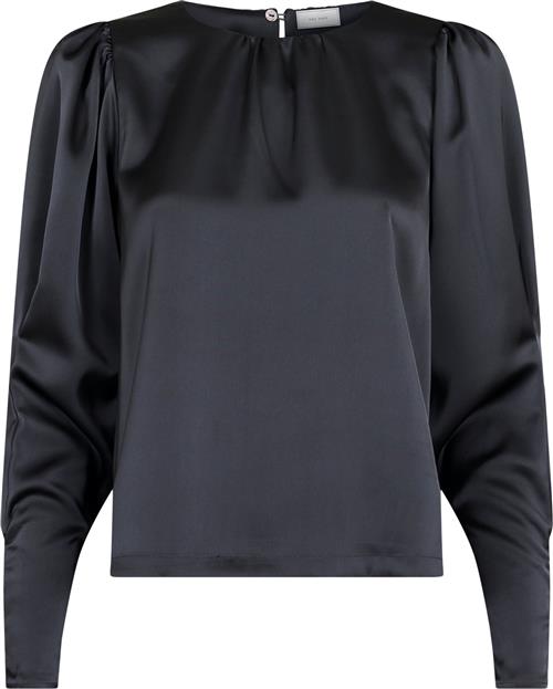 Se Neo Noir Camma Heavy Sateen Blouse Kvinde Steel Grey Langærmede Bluser Str 44 - hos Magasin ved Magasin