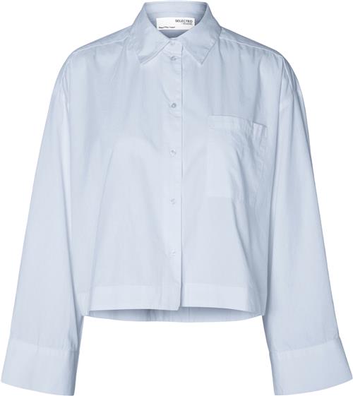 Se Selected Femme Slfastha LS Cropped Boxy Shirt B Kvinde Blå Langærmede Skjorter Str 42 - hos Magasin ved Magasin