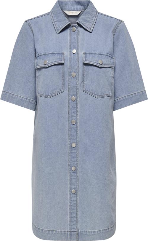 ONLY Onlbelle S/S Button Dress DNM GUA Kvinde Light Blue Denim Korte Kjoler Regular Fit Str S - Bomuld hos Magasin