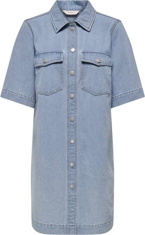 ONLY Onlbelle S/S Button Dress DNM GUA Kvinde Light Blue Denim Korte Kjoler Regular Fit Str M - Bomuld hos Magasin