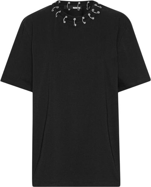 ROTATE Birger Christensen Oversized Ring Tshirt Kvinde Black Kortærmede T-shirts Str 34 - hos Magasin