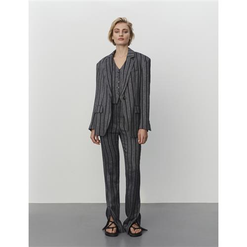 DAY Birger et Mikkelsen Allen Cotton Blend Stripe Kvinde Black Blazere Str 42 - hos Magasin