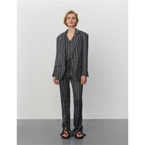 Se DAY Birger et Mikkelsen Allen Cotton Blend Stripe Kvinde Black Blazere Str 36 - hos Magasin ved Magasin