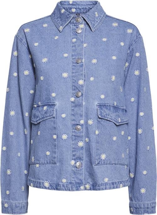 Pieces Pcmay LS Denim Shirt D2D Kvinde Blå Langærmede Skjorter Str XS Denim - hos Magasin