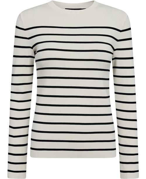 Lauren Ralph Lauren Rayon Nylon/nylonls Sweater Kvinde Mascarpone Cream/black Sweaters Str L Nylon - hos Magasin