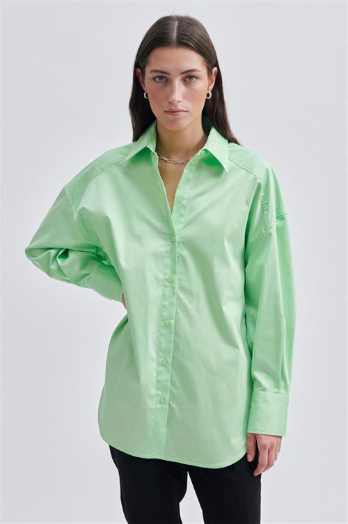 Se Second Female Milas Classic Shirt Kvinde Pistachio Green Langærmede Skjorter Str XL - hos Magasin ved Magasin