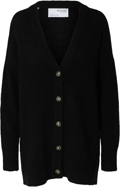 Se Selected Femme Slfmaline LS Knit Long Cardigan NOO Kvinde Sort Cardigans Str L - hos Magasin ved Magasin