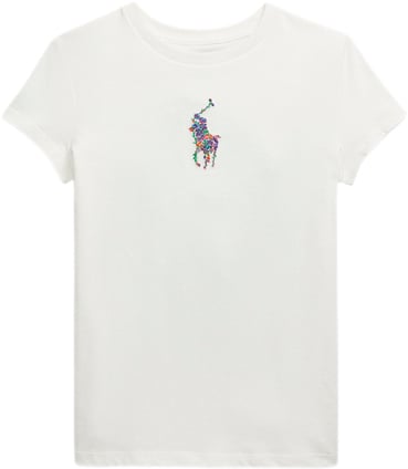 Polo Ralph Lauren Floral Big Pony Cotton Jersey Tee Str L - Hvid Kortærmede T-shirts Bomuld hos Magasin