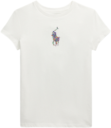 Se Polo Ralph Lauren Floral Big Pony Cotton Jersey Tee Str M - Hvid Kortærmede T-shirts Bomuld hos Magasin ved Magasin