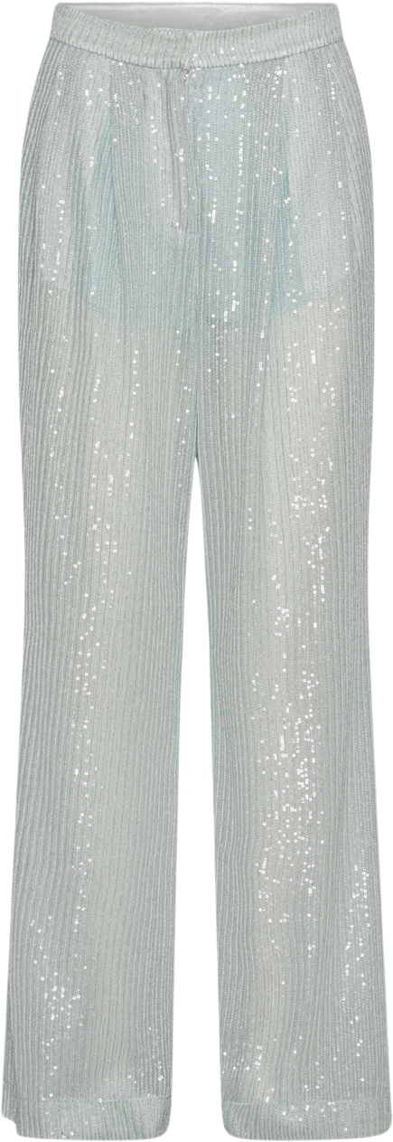 ROTATE Birger Christensen Sequins Low Waist Pants Kvinde Wan Blue Bukser Med Brede Ben Str 36 - hos Magasin