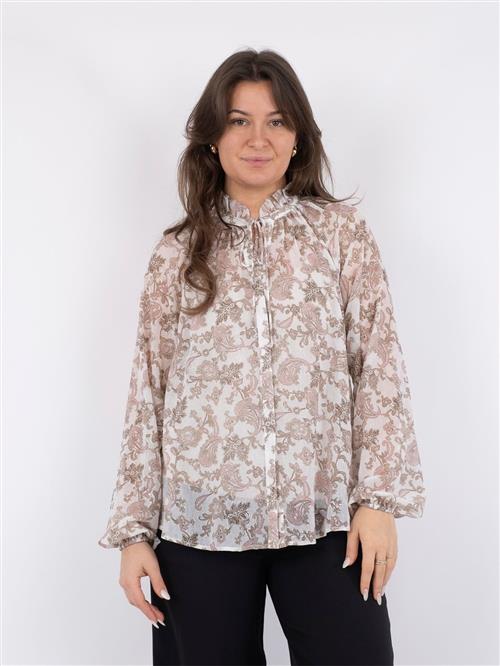 Neo Noir Cobie Glitter Paisley Blouse Kvinde Hvid Langærmede Bluser Str 44 - hos Magasin