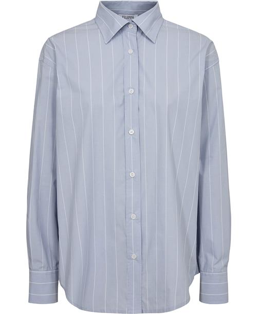 Filippa K Stripe Poplin Shirt Kvinde Faded Blue Langærmede Skjorter Str 34 - hos Magasin