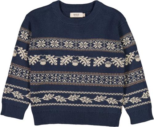 Wheat Jacquard Pullover Julius Str 152/12y - Sea Storm Strik Bomuld hos Magasin