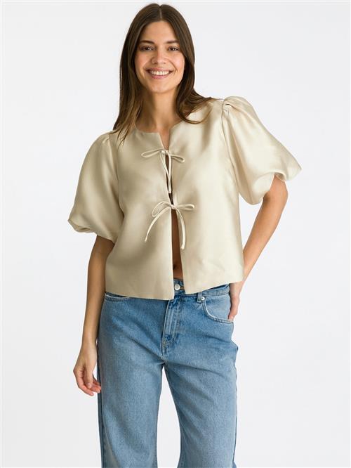 Neo Noir Aska Dull Satin Blouse Kvinde Sand Kortærmede Bluser Str 42 - hos Magasin