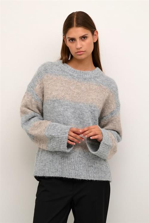 Karen by Simonsen Manilakb Oneck Kvinde Medium Grey Melange Sweaters Str L - hos Magasin