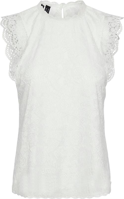 Pieces Pcolline SL Lace TOP Noos BC Kvinde Cloud Dancer Toppe Str M - hos Magasin