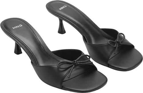 MANGO Slingback Heeled Sandal With bow Kvinde Black Højhælede Sandaler Str 39 - hos Magasin