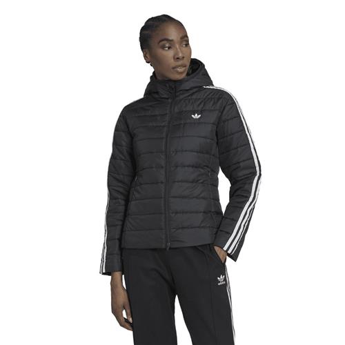 adidas Hooded Slim Jacket Kvinde Sort Overgangsjakker Slim Fit Str 40 - Polyester hos Magasin