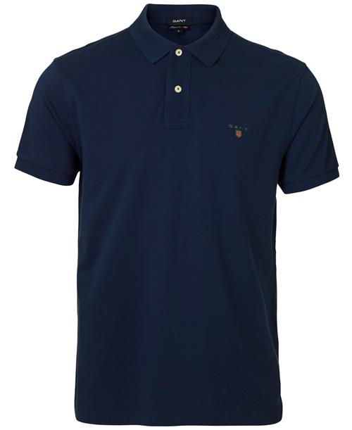 Se Gant Original Pique SS Rugger Mand Evening Blue Kortærmede Poloer Regular Fit Str L - hos Magasin ved Magasin