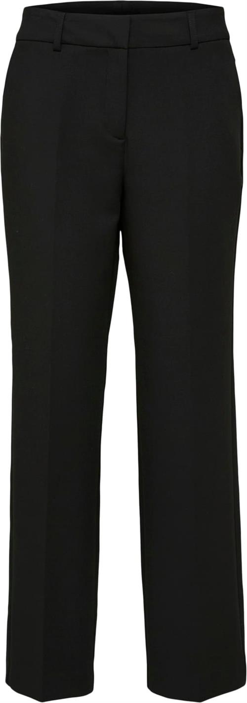 Se Selected Femme Slfrita MW Wide Pant Black N Noos Kvinde Sort Bukser Med Brede Ben Str "34/""32" - hos Magasin ved Magasin