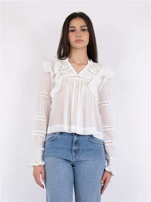 Se Neo Noir Aurika S Voile Blouse Kvinde White Langærmede Bluser Str 40 - hos Magasin ved Magasin