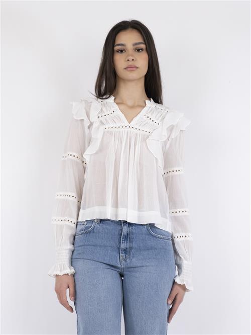 Se Neo Noir Aurika S Voile Blouse Kvinde White Langærmede Bluser Str 34 - hos Magasin ved Magasin