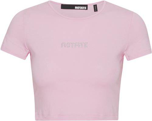 Se ROTATE Birger Christensen Cropped Logo Tshirt Kvinde Orchid Pink Kortærmede T-shirts Str 40 - hos Magasin ved Magasin