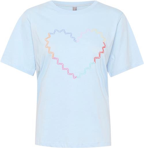 Culture Cuamora Heart Tshirt Kvinde Cashmere Blue Kortærmede T-shirts Str XS - Cashmere hos Magasin