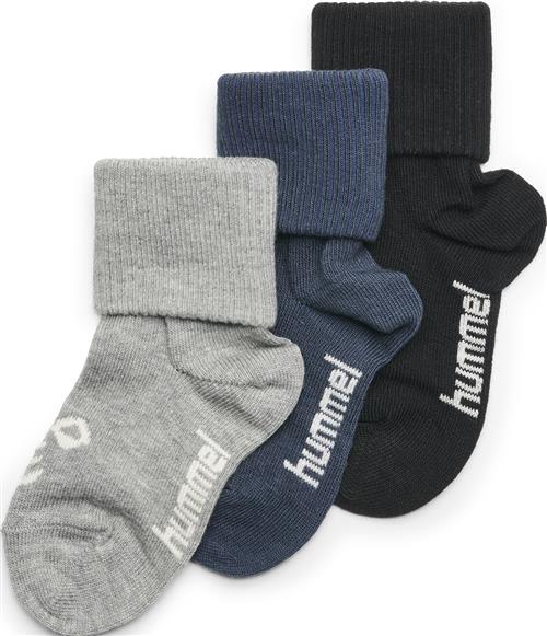 Hummel Sora 3pack Sock Str 18-20 - Black/grey Melange/blue Nights Strømper Bomuld hos Magasin