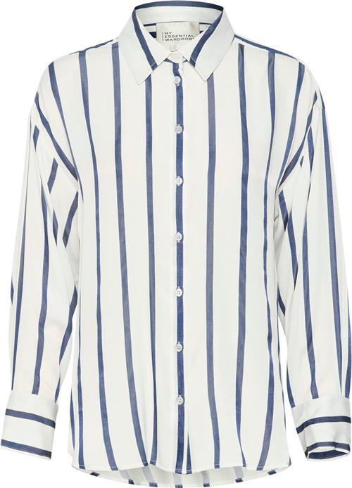 Se My Essential Wardrobe Miamw Shirt Kvinde Snow White W. Blue Stripe Langærmede Skjorter Str 36 - hos Magasin ved Magasin