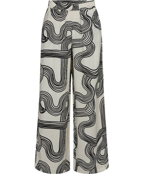 Object Objalli HW Pants REP Kvinde Sandshell/black Bukser Med Brede Ben Regular Fit Str 36 - hos Magasin