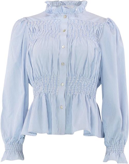 CONTINUE Julia Stripe Kvinde Blue Stripe Langærmede Bluser Str XL - hos Magasin