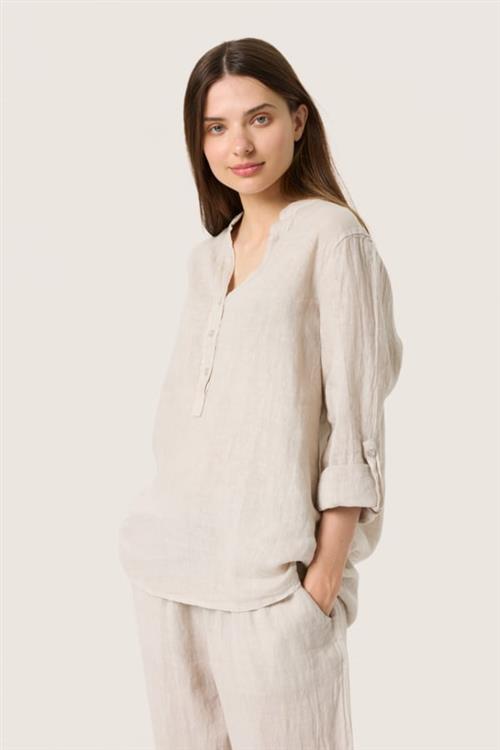 Soaked in Luxury Slauran Blouse 100 Linen Kvinde White Pepper Hørskjorter Regular Fit Str L/XL - hos Magasin