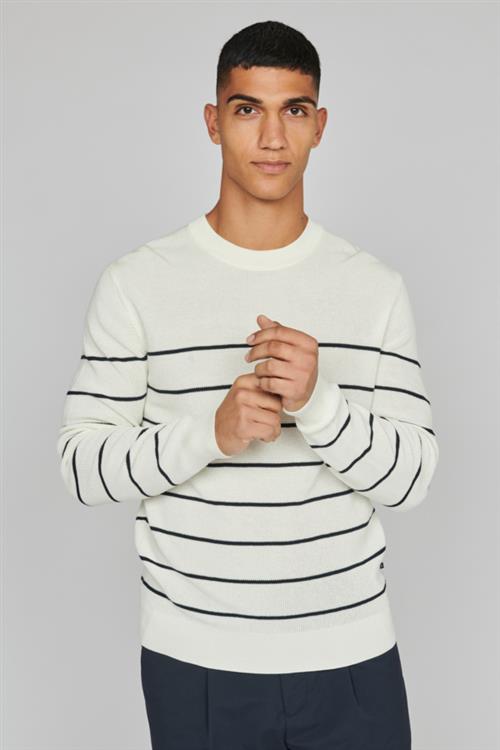 Se Matinique Matriton Stripe Mand Broken White Sweaters Regular Fit Str XXXL - hos Magasin ved Magasin