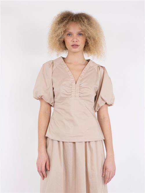 Se Neo Noir Irina Poplin Blouse Kvinde Dark Sand Langærmede Bluser Str 42 - hos Magasin ved Magasin