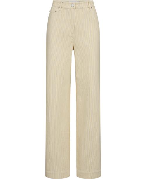 REMAIN Striped Twill Wide Pants Kvinde Straw Comb. Bukser Med Lige Ben Str 28 - hos Magasin