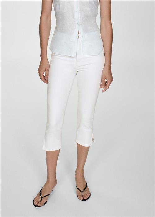 MANGO Side Opening Capri Jeans Kvinde White Capri Bukser Str 46 - Denim hos Magasin