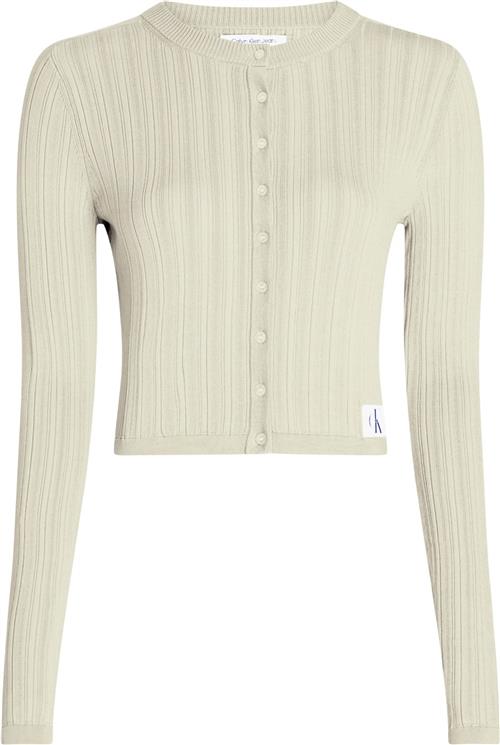 Se Calvin Klein Woven Label Sweater Cardigan Kvinde Lfu Cardigans Str S - hos Magasin ved Magasin