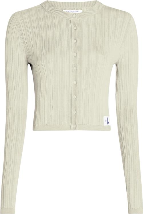 Se Calvin Klein Woven Label Sweater Cardigan Kvinde Lfu Cardigans Str M - hos Magasin ved Magasin