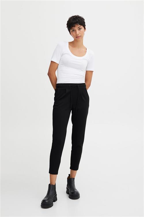 ICHI Kate Bukser Cropped Kvinde Sort Bukser Med Smalle Ben Regular Fit Str M - hos Magasin