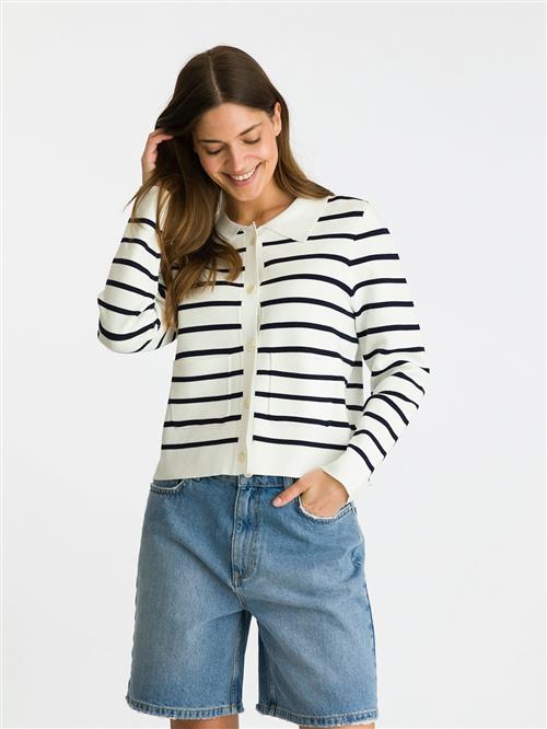 Neo Noir Tippi Knit Stripe Cardigan Kvinde White/navy Cardigans Str 40 - hos Magasin