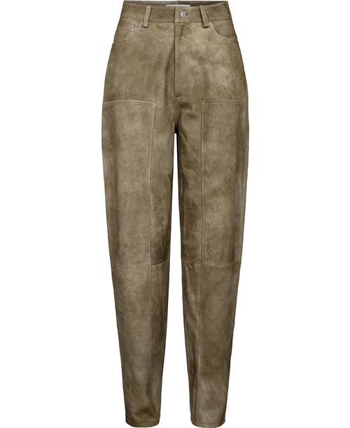 REMAIN Baggy Leather Pants Kvinde Timber Wolf Bukser Med Smalle Ben Str 36 - hos Magasin