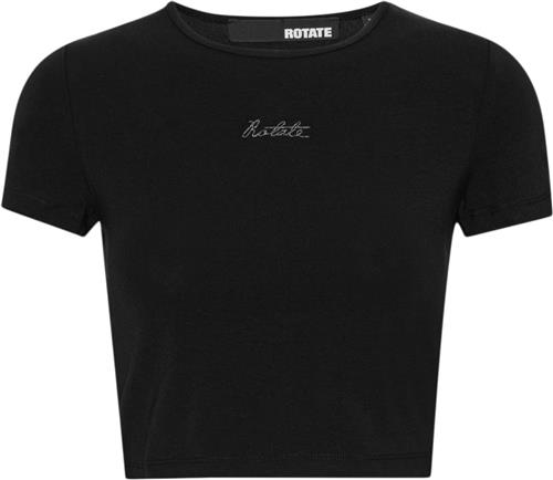 Se ROTATE Birger Christensen Logo Cropped Tshirt Kvinde Black Kortærmede T-shirts Str 46 - hos Magasin ved Magasin