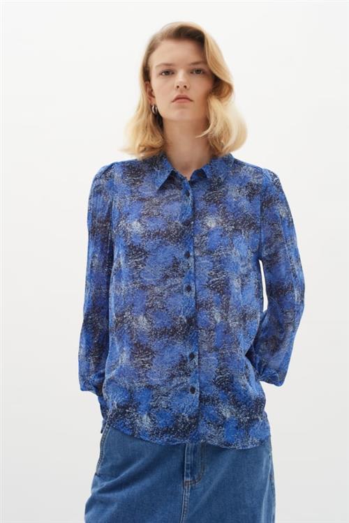 InWear Davilaiw Shirt Kvinde Dark Blue Dancing Wall Langærmede Skjorter Regular Fit Str 40 - hos Magasin