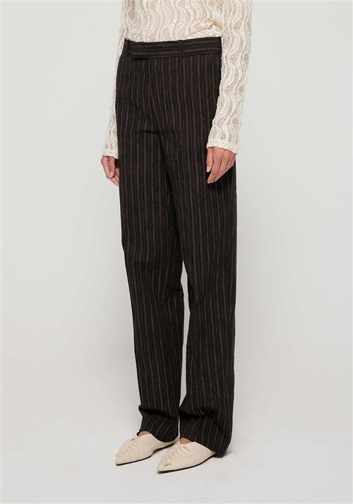 Rohe Straight leg Tailored Trousers Kvinde Brown Pinstripe Bukser Med Lige Ben Str 38 - hos Magasin