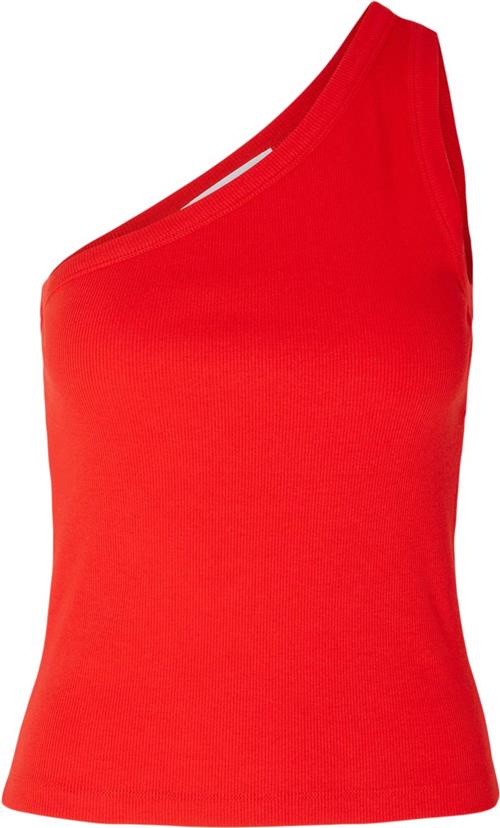 Selected Femme Slfanna ONE Shoulder TOP Kvinde Flame Scarlet Tanktoppe Str L - hos Magasin